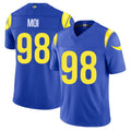 Los Angeles R #98 Moi Player Football V Neck Short Sleeve Royal Jersey Jaxson For Men Youth Women Gift