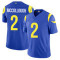 Los Angeles R #2 McCollough Player Football V Neck Short Sleeve Royal Jersey Jaylen For Men Youth Women Gift