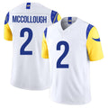 Los Angeles R #2 McCollough Player Football V Neck Short Sleeve White Jersey Jaylen For Men Youth Women Gift