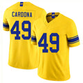 Los Angeles R #49 Cardona Player Football V Neck Short Sleeve Gold Jersey Joe For Men Youth Women Gift