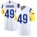 Los Angeles R #49 Cardona Player Football V Neck Short Sleeve White Jersey Joe For Men Youth Women Gift