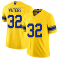 Los Angeles R #32 Waters Player Football V Neck Short Sleeve Gold Jersey Jordan For Men Youth Women Gift
