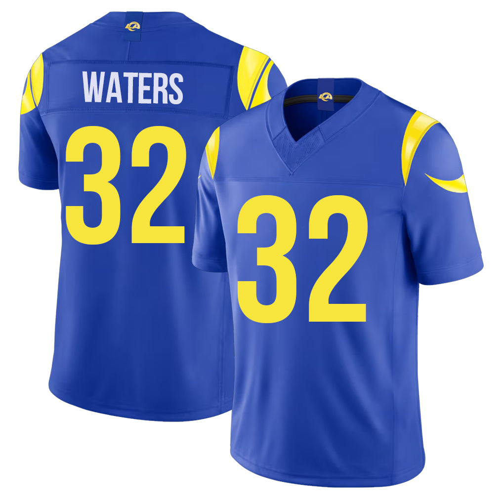 Los Angeles R #32 Waters Player Football V Neck Short Sleeve Royal Jersey Jordan For Men Youth Women Gift