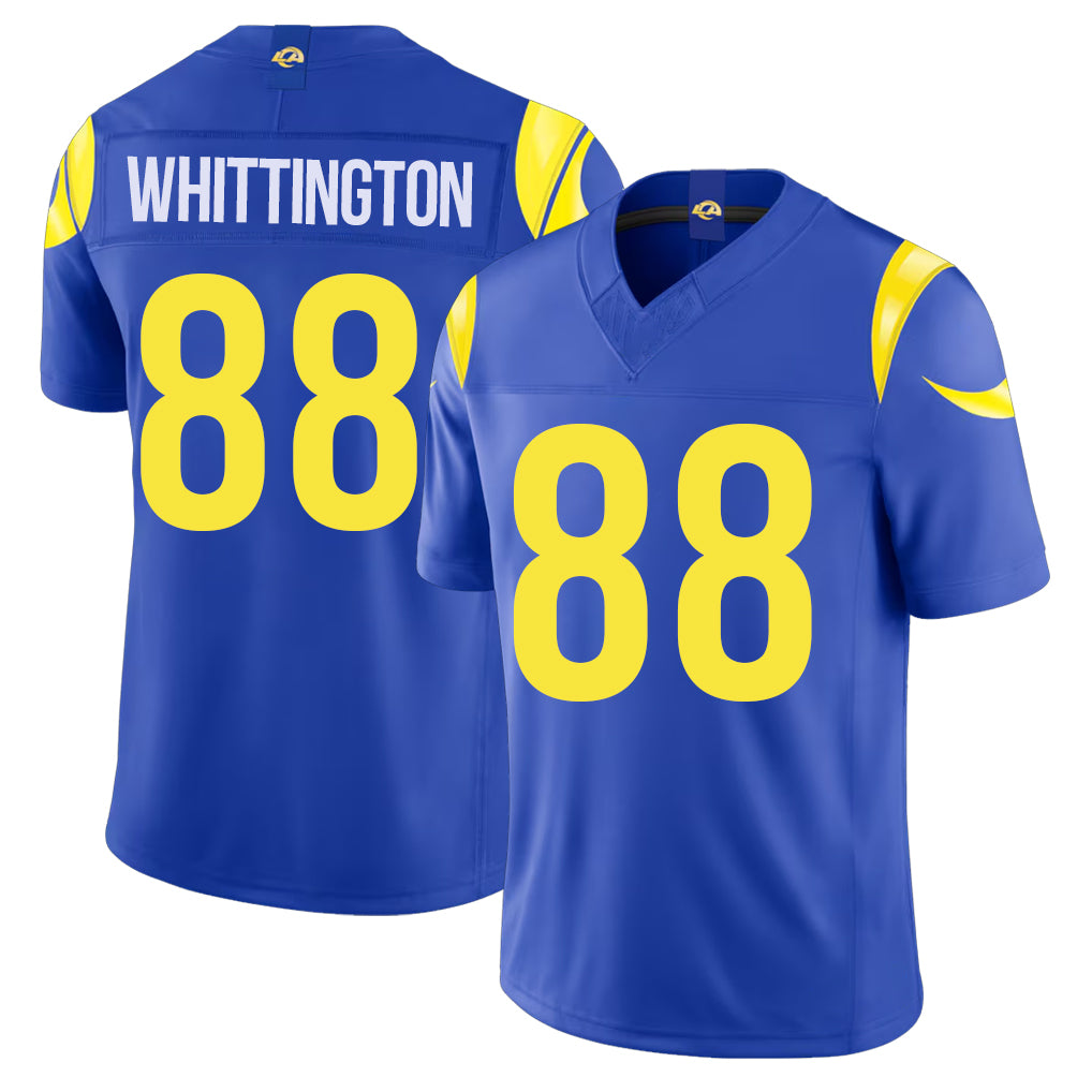 Los Angeles R #88 Whittington Player Football V Neck Short Sleeve Royal Jersey Jordan For Men Youth Women Gift