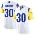 Los Angeles R #30 Wallace Player Football V Neck Short Sleeve White Jersey Josh For Men Youth Women Gift
