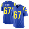 Los Angeles R #67 Dedich Player Football V Neck Short Sleeve Royal Jersey Justin For Men Youth Women Gift