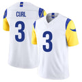 Los Angeles R #3 Curl Player Football V Neck Short Sleeve White Jersey Kam For Men Youth Women Gift