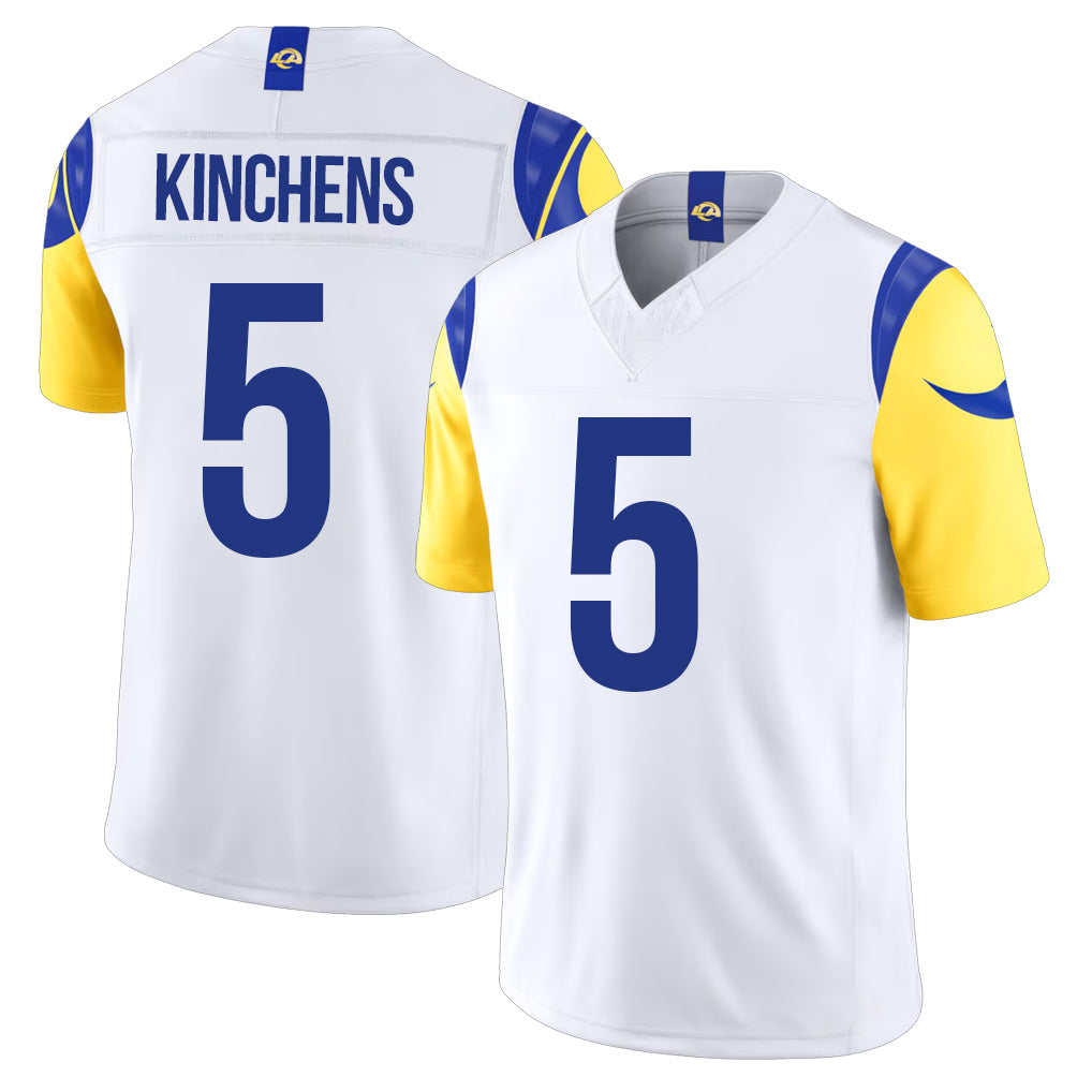 Los Angeles R #5 Kinchens Player Football V Neck Short Sleeve White Jersey Kamren For Men Youth Women Gift