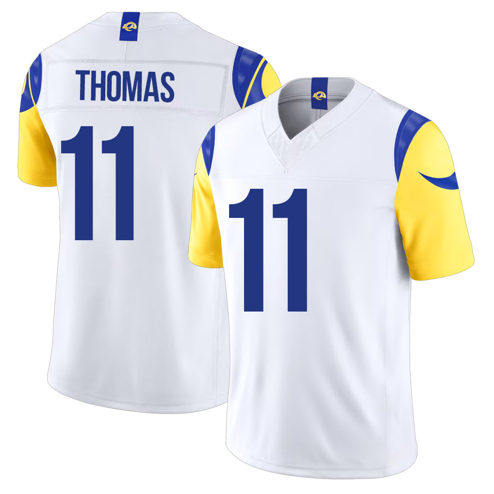 Los Angeles R #11 Thomas Player Football V Neck Short Sleeve White Jersey Keir For Men Youth Women Gift