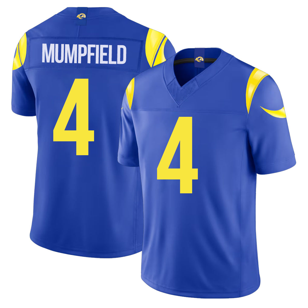Los Angeles R #4 Mumpfield Player Football V Neck Short Sleeve Royal Jersey Konata For Men Youth Women Gift