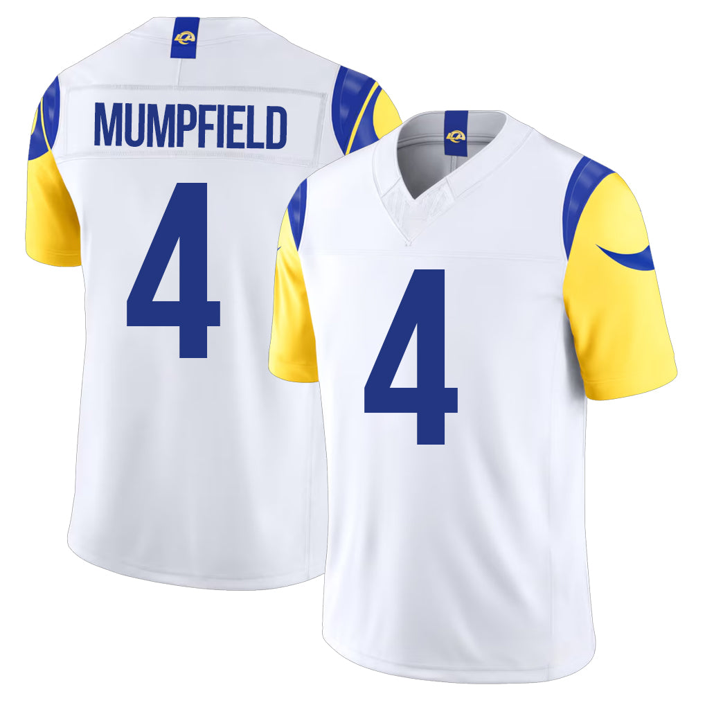 Los Angeles R #4 Mumpfield Player Football V Neck Short Sleeve White Jersey Konata For Men Youth Women Gift