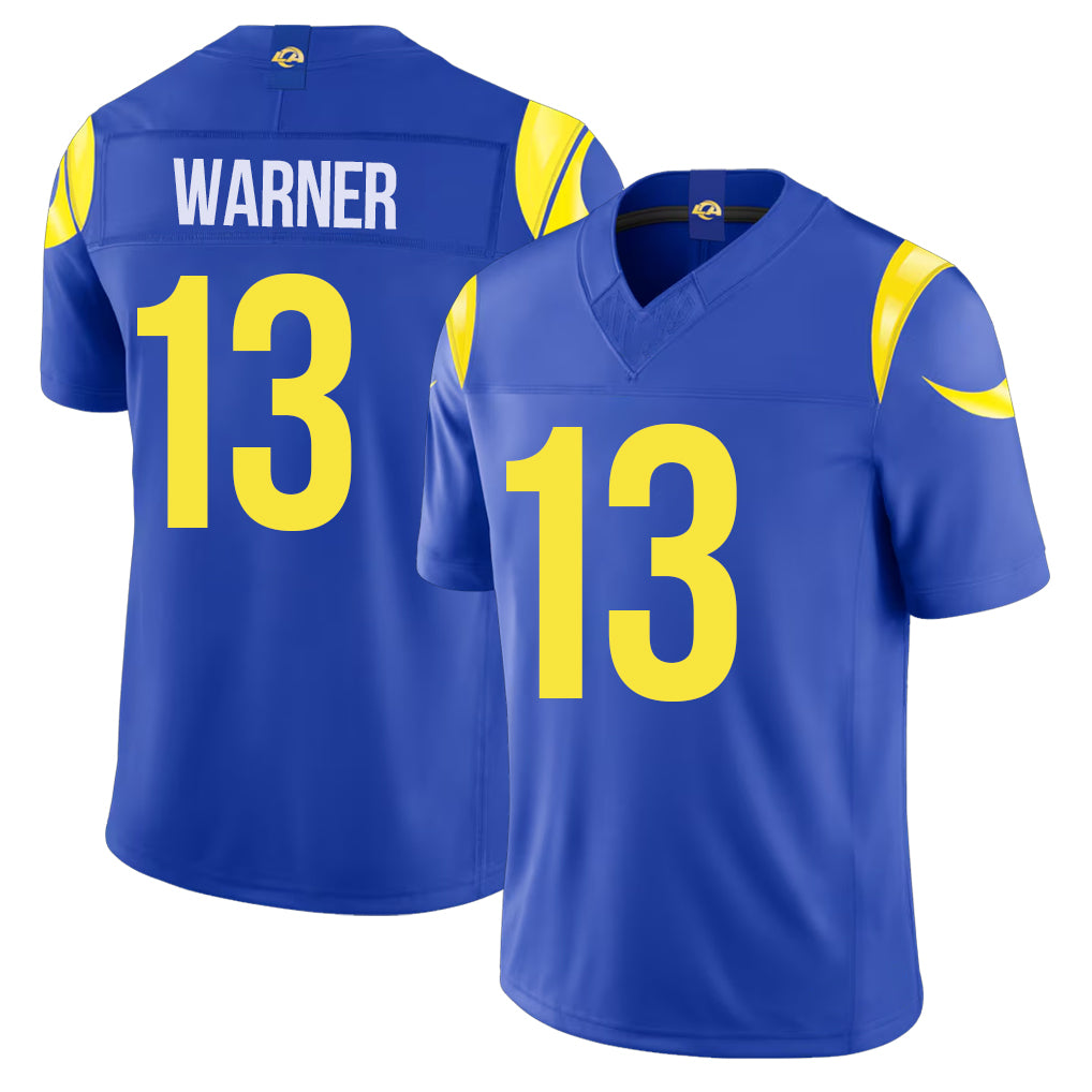 Los Angeles R #13 Warner Player Football V Neck Short Sleeve Royal Jersey Kurt For Men Youth Women Gift