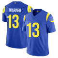 Los Angeles R #13 Warner Player Football V Neck Short Sleeve Royal Jersey Kurt For Men Youth Women Gift