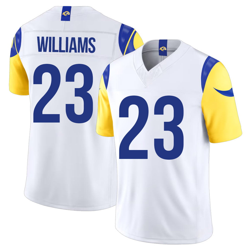 Los Angeles R #23 Williams Player Football V Neck Short Sleeve White Jersey Kyren For Men Youth Women Gift
