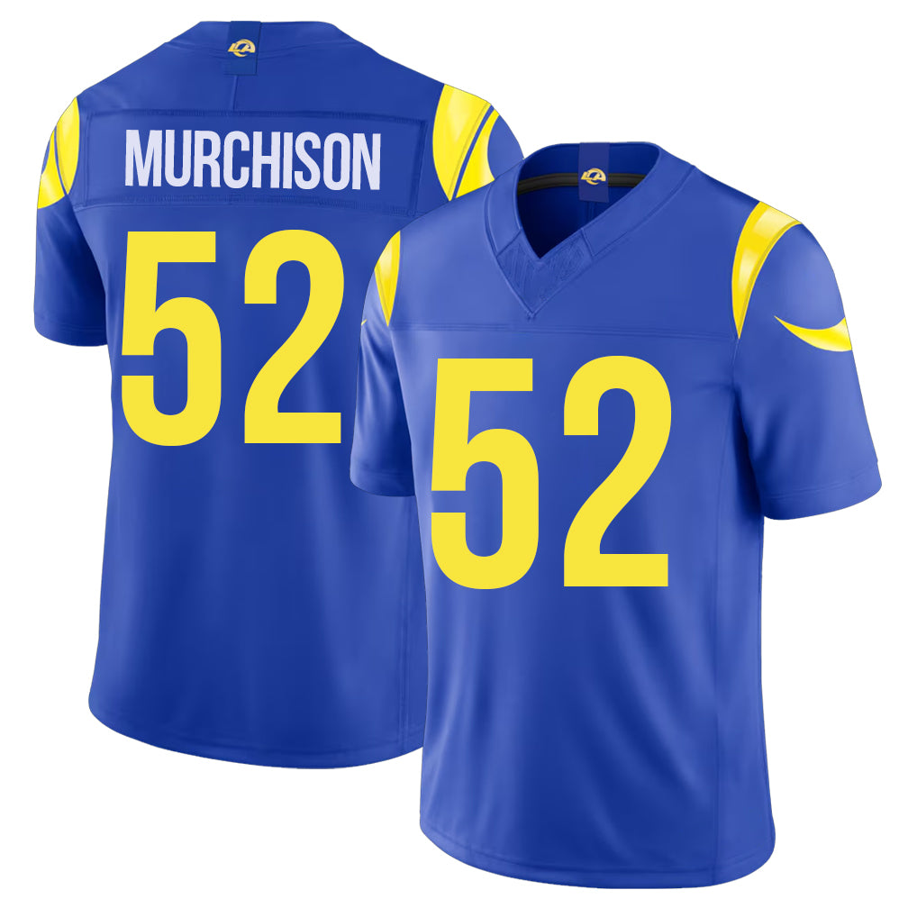 Los Angeles R #52 Murchison Player Football V Neck Short Sleeve Royal Jersey Larrell For Men Youth Women Gift
