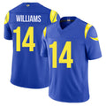 Los Angeles R #14 Williams Player Football V Neck Short Sleeve Royal Jersey Mario For Men Youth Women Gift