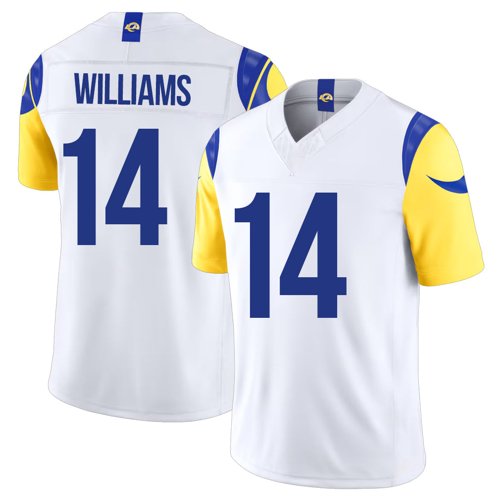 Los Angeles R #14 Williams Player Football V Neck Short Sleeve White Jersey Mario For Men Youth Women Gift