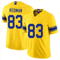 Los Angeles R #83 Redman Player Football V Neck Short Sleeve Gold Jersey Mark For Men Youth Women Gift
