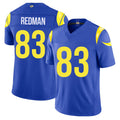 Los Angeles R #83 Redman Player Football V Neck Short Sleeve Royal Jersey Mark For Men Youth Women Gift