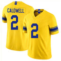 Los Angeles R #2 Caldwell Player Football V Neck Short Sleeve Gold Jersey Matthew For Men Youth Women Gift