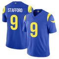Los Angeles R #9 Stafford Player Football V Neck Short Sleeve Royal Jersey Matthew For Men Youth Women Gift