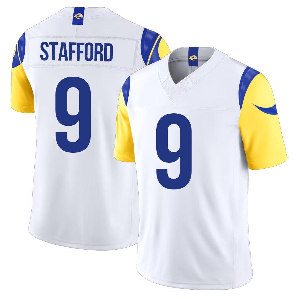 Los Angeles R #9 Stafford Player Football V Neck Short Sleeve White Jersey Matthew For Men Youth Women Gift