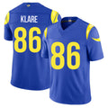 Los Angeles R #86 Klare Player Football V Neck Short Sleeve Royal Jersey Max For Men Youth Women Gift