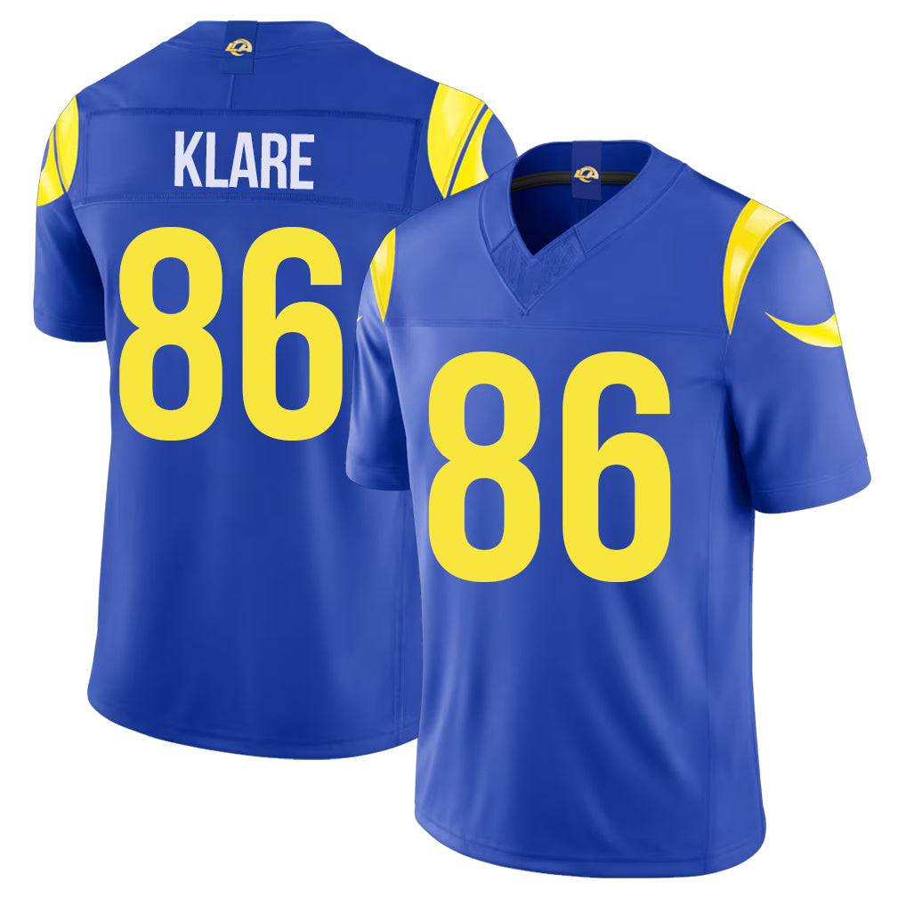 Los Angeles R #86 Klare Player Football V Neck Short Sleeve Royal Jersey Max For Men Youth Women Gift