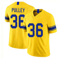Los Angeles R #36 Pulley Player Football V Neck Short Sleeve Gold Jersey Maximus For Men Youth Women Gift