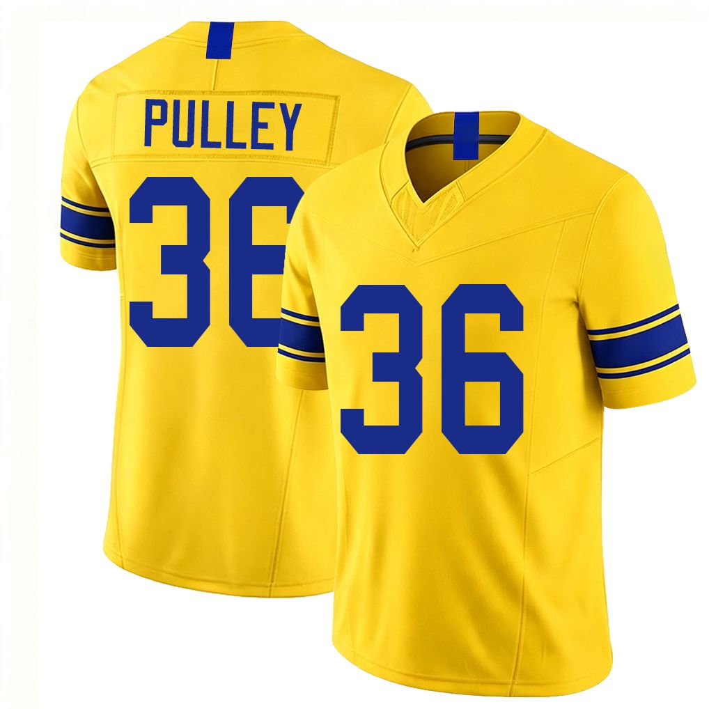 Los Angeles R #36 Pulley Player Football V Neck Short Sleeve Gold Jersey Maximus For Men Youth Women Gift