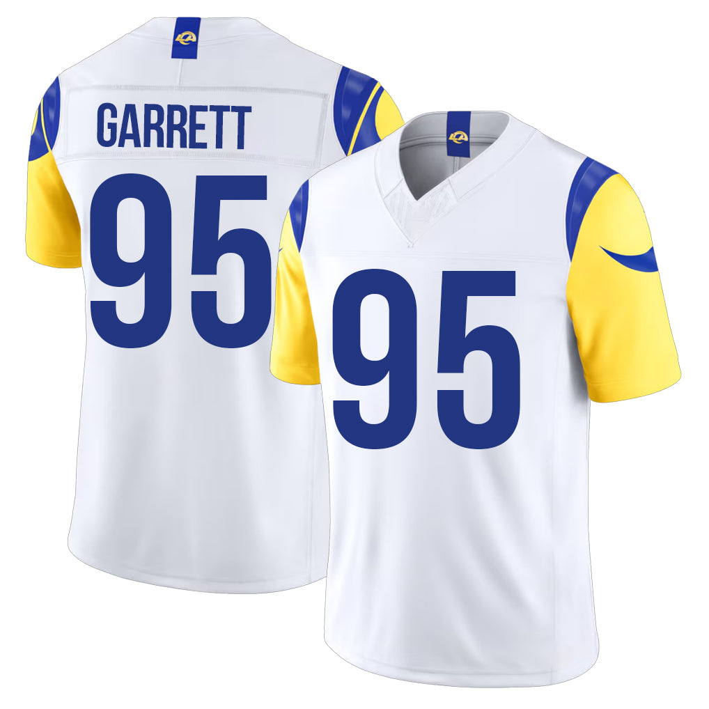Los Angeles R #95 Garrett Player Football V Neck Short Sleeve White Jersey Myles For Men Youth Women Gift