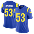 Los Angeles R #53 Landman Player Football V Neck Short Sleeve Royal Jersey Nate For Men Youth Women Gift