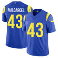 Los Angeles R #43 Valcarcel Player Football V Neck Short Sleeve Royal Jersey Nate For Men Youth Women Gift