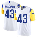 Los Angeles R #43 Valcarcel Player Football V Neck Short Sleeve White Jersey Nate For Men Youth Women Gift