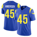 Los Angeles R #45 Andersen Player Football V Neck Short Sleeve Royal Jersey Nick For Men Youth Women Gift