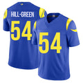 Los Angeles R #54 Hill-Green Player Football V Neck Short Sleeve Royal Jersey Nikhai For Men Youth Women Gift