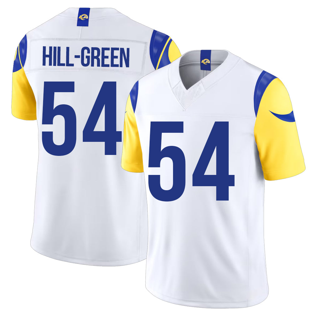 Los Angeles R #54 Hill-Green Player Football V Neck Short Sleeve White Jersey Nikhai For Men Youth Women Gift