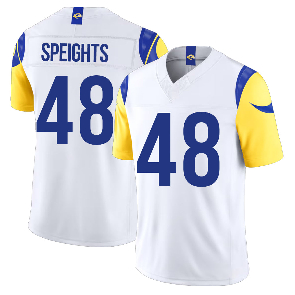 Los Angeles R #48 Speights Player Football V Neck Short Sleeve White Jersey Omar For Men Youth Women Gift