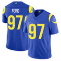Los Angeles R #97 Ford Player Football V Neck Short Sleeve Royal Jersey Poona For Men Youth Women Gift