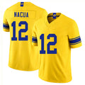 Los Angeles R #12 Nacua Player Football V Neck Short Sleeve Gold Jersey Puka For Men Youth Women Gift