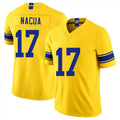 Los Angeles R #17 Nacua Player Football V Neck Short Sleeve Gold Jersey Puka For Men Youth Women Gift