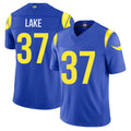 Los Angeles R #37 Lake Player Football V Neck Short Sleeve Royal Jersey Quentin For Men Youth Women Gift