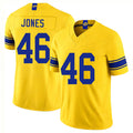 Los Angeles R #46 Jones Player Football V Neck Short Sleeve Gold Jersey Rohan For Men Youth Women Gift