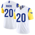 Los Angeles R #20 Rivers Player Football V Neck Short Sleeve White Jersey Ronnie For Men Youth Women Gift