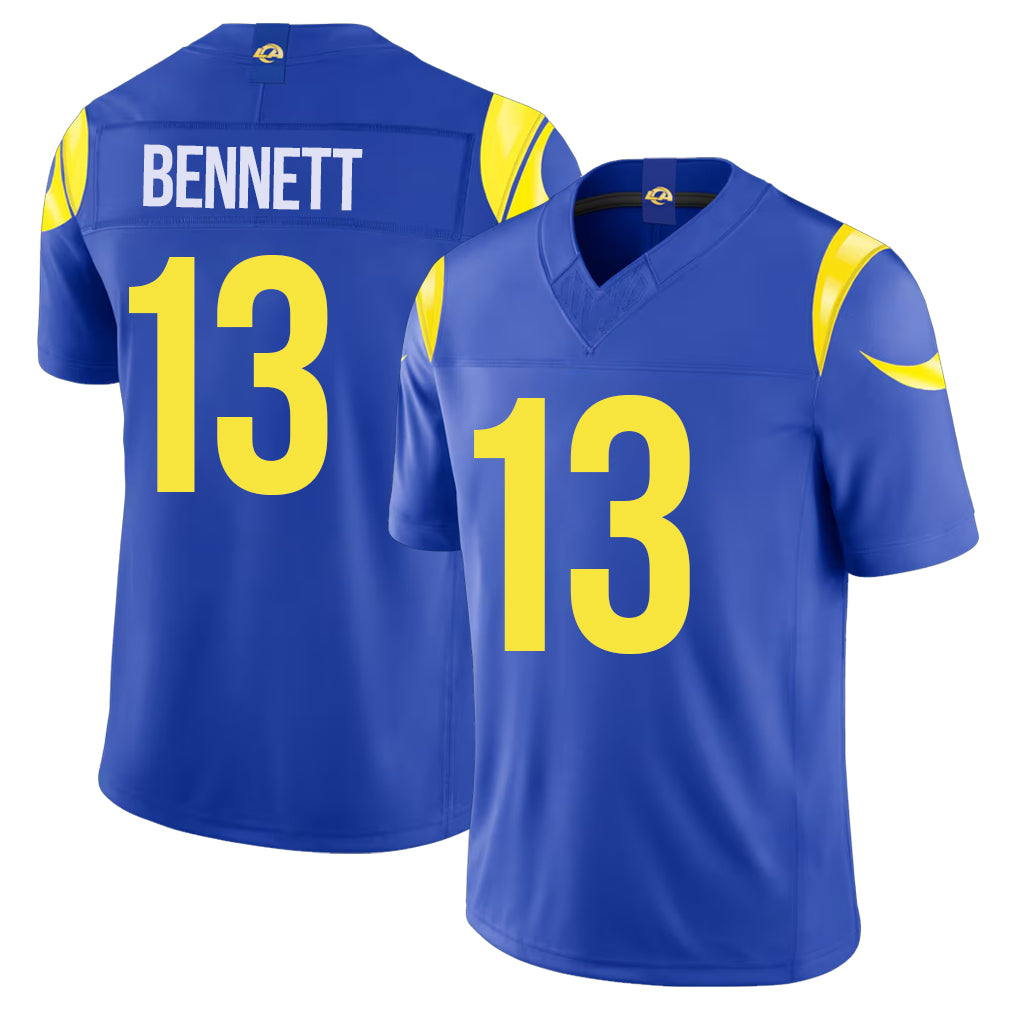 Los Angeles R #13 Bennett Player Football V Neck Short Sleeve Royal Jersey Stetson For Men Youth Women Gift