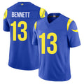Los Angeles R #13 Bennett Player Football V Neck Short Sleeve Royal Jersey Stetson For Men Youth Women Gift