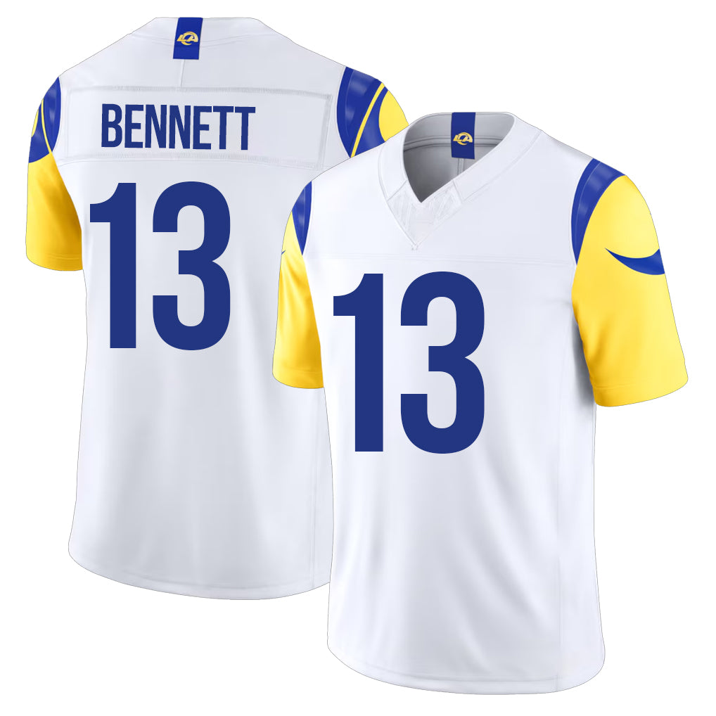 Los Angeles R #13 Bennett Player Football V Neck Short Sleeve White Jersey Stetson For Men Youth Women Gift