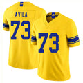 Los Angeles R #73 Avila Player Football V Neck Short Sleeve Gold Jersey Steve For Men Youth Women Gift