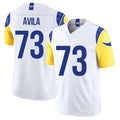 Los Angeles R #73 Avila Player Football V Neck Short Sleeve White Jersey Steve For Men Youth Women Gift