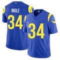 Los Angeles R #34 Ingle Player Football V Neck Short Sleeve Royal Jersey Tanner For Men Youth Women Gift